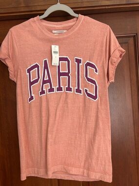 Anthropologie Pink 'PARIS' Short Sleeve Tee